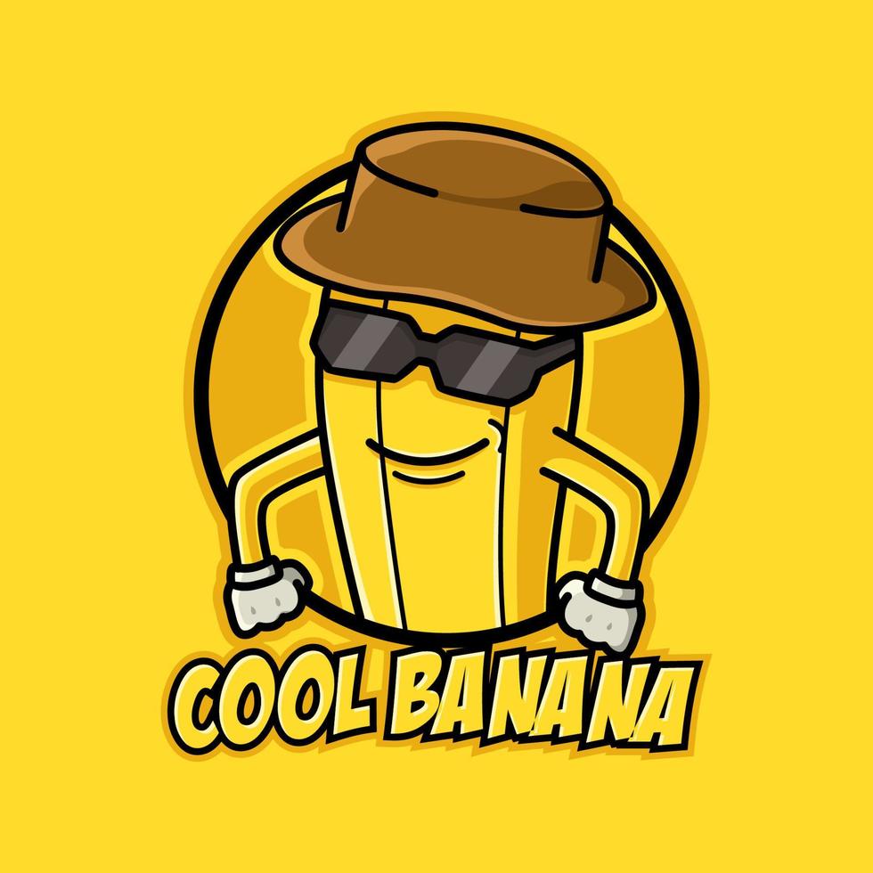 banan illustration maskot design, vektor illustration. Häftigt bananer