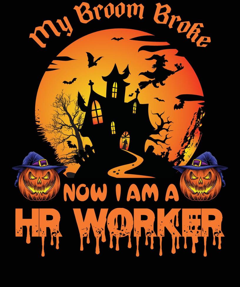 hr arbetstagare t-shirt design för halloween vektor