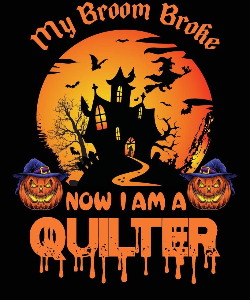 quiltare t-shirt design för halloween vektor