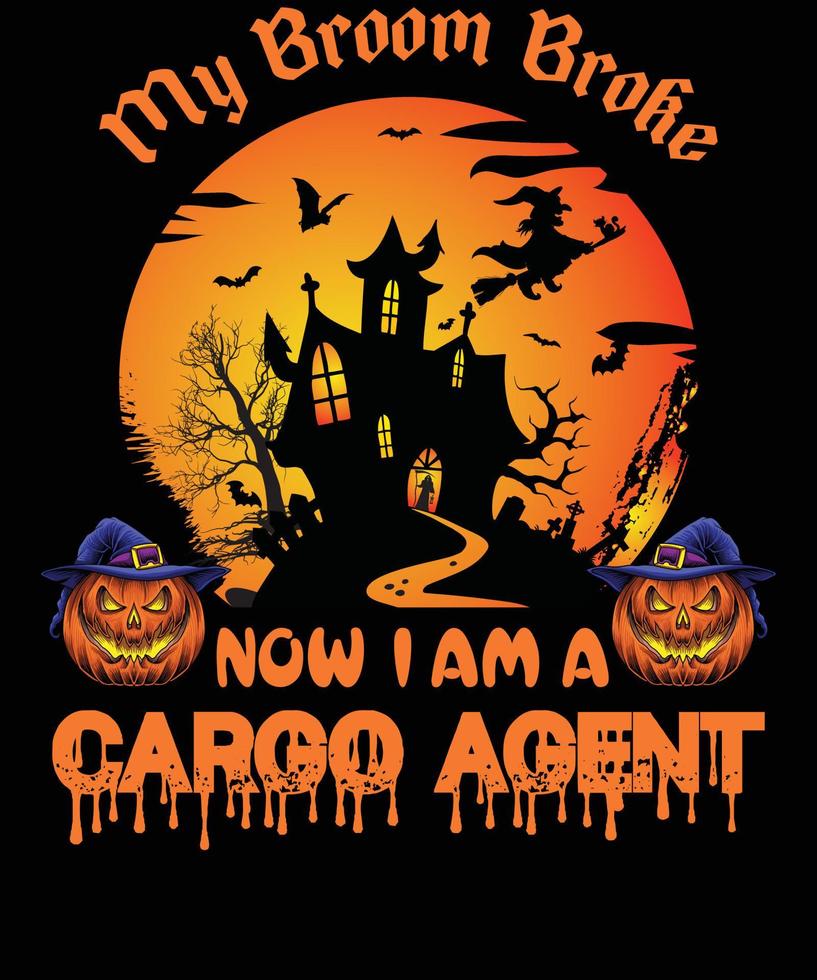 Cargo-Agent-T-Shirt-Design für Halloween vektor