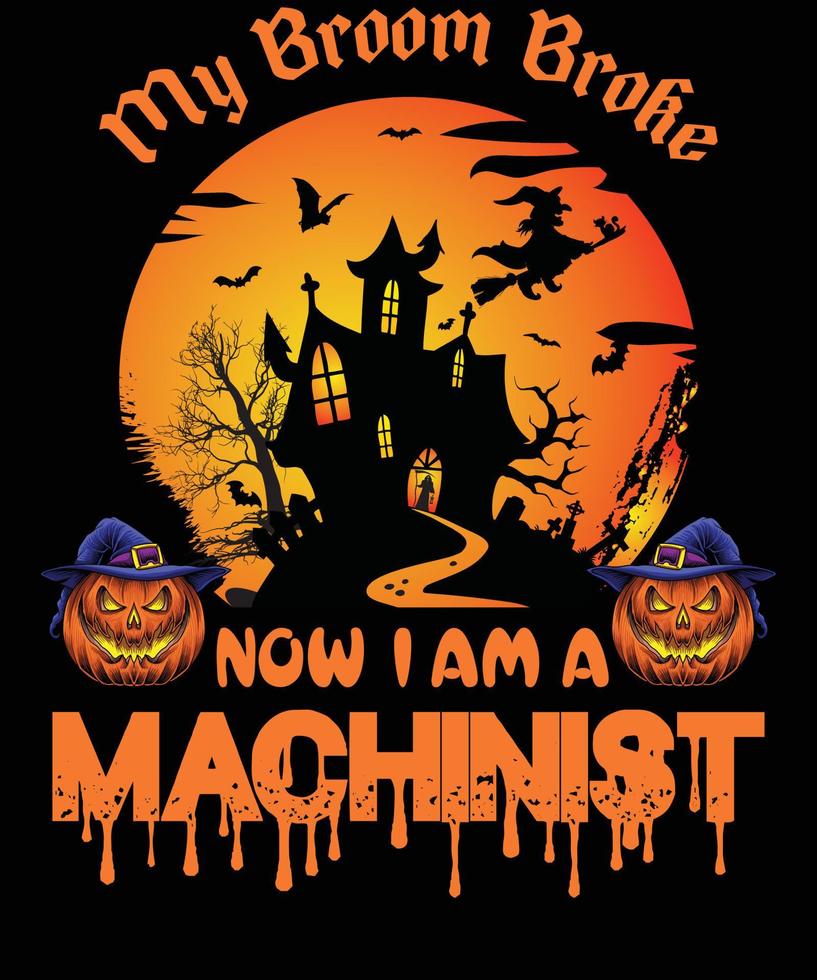 Maschinisten-T-Shirt-Design für Halloween vektor