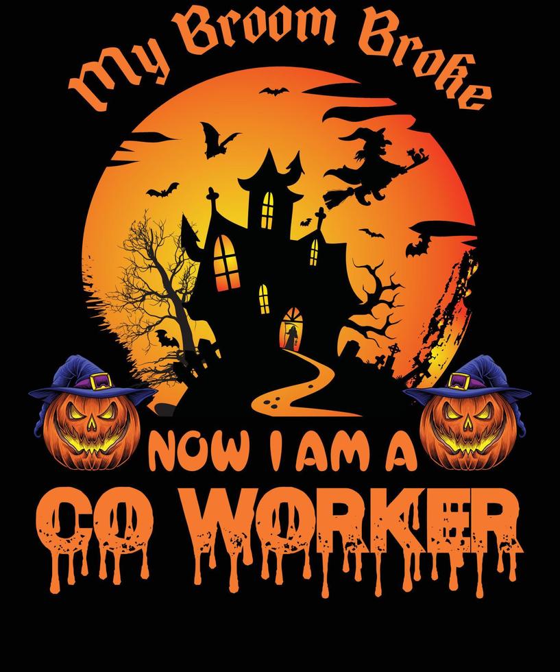 co arbetstagare t-shirt design för halloween vektor