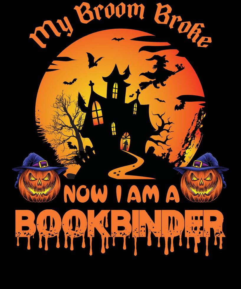 bokbindare t-shirt design för halloween vektor