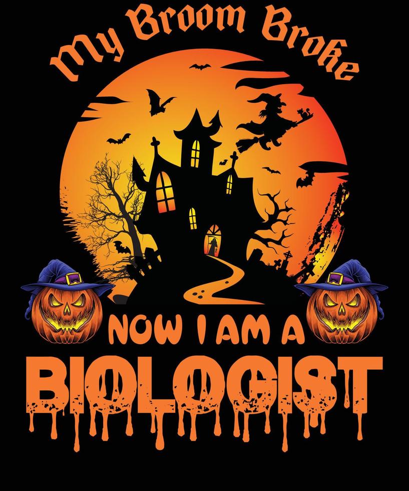 biolog t-shirt design för halloween vektor