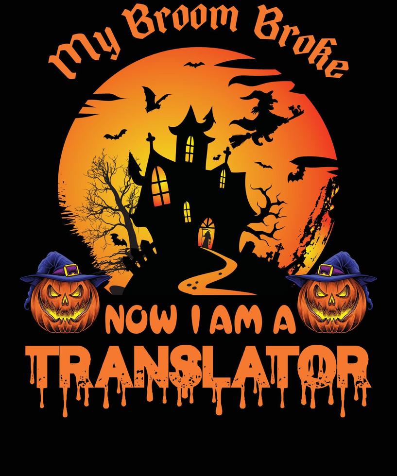 översättare t-shirt design för halloween vektor