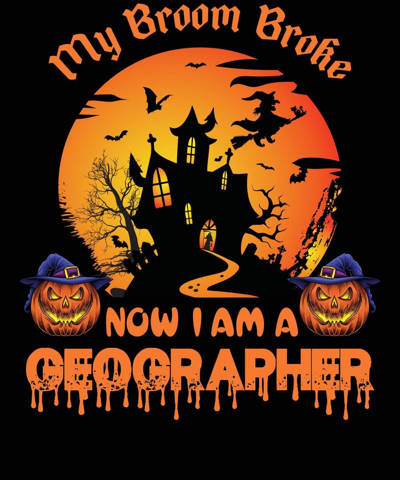 geograf t-shirt design för halloween vektor