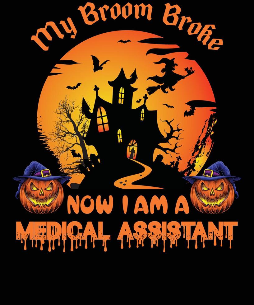 medicinsk assistent t-shirt design för halloween vektor