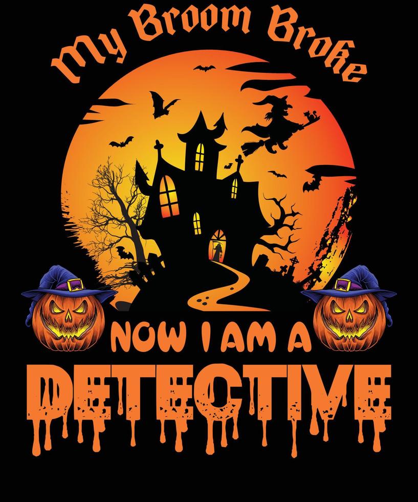detektiv- t-shirt design för halloween vektor