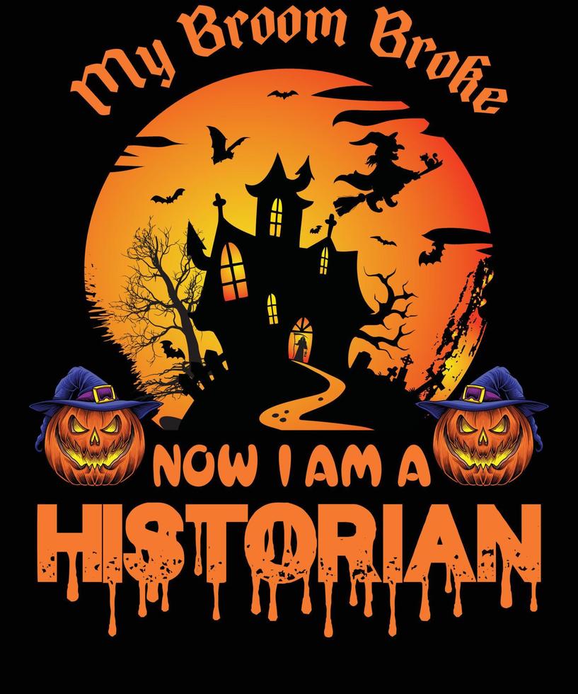 Historiker-T-Shirt-Design für Halloween vektor