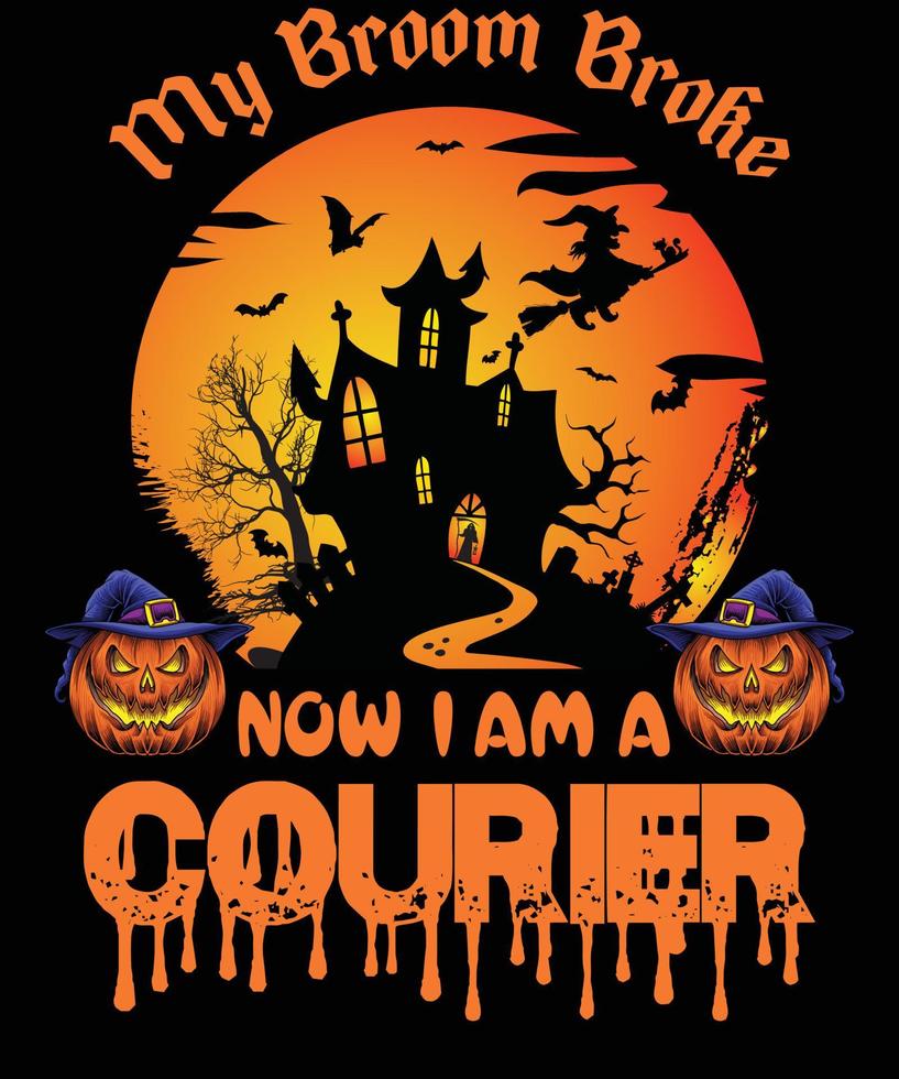 Kurier-T-Shirt-Design für Halloween vektor