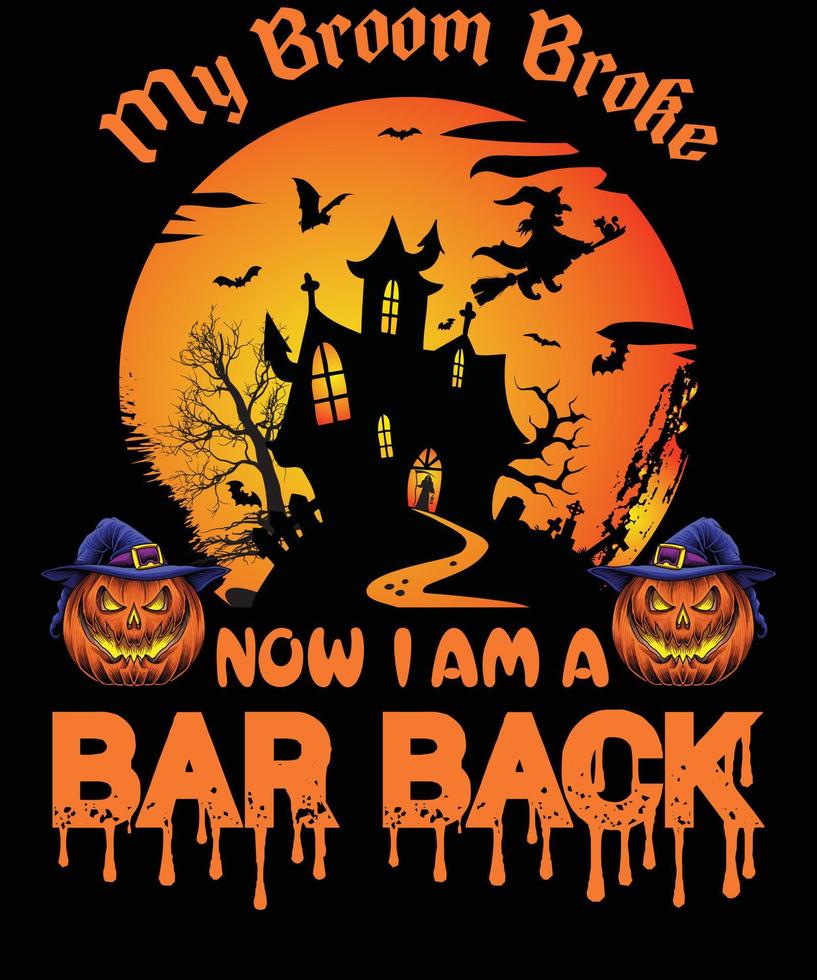 bar tillbaka t-shirt design för halloween vektor