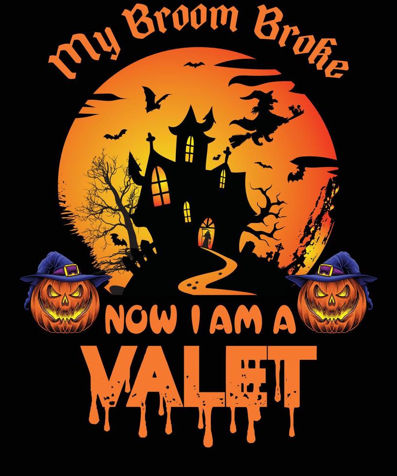 betjänt t-shirt design för halloween vektor