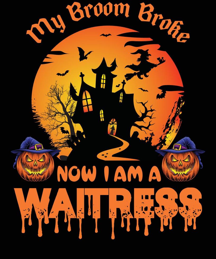 Kellnerin-T-Shirt-Design für Halloween vektor