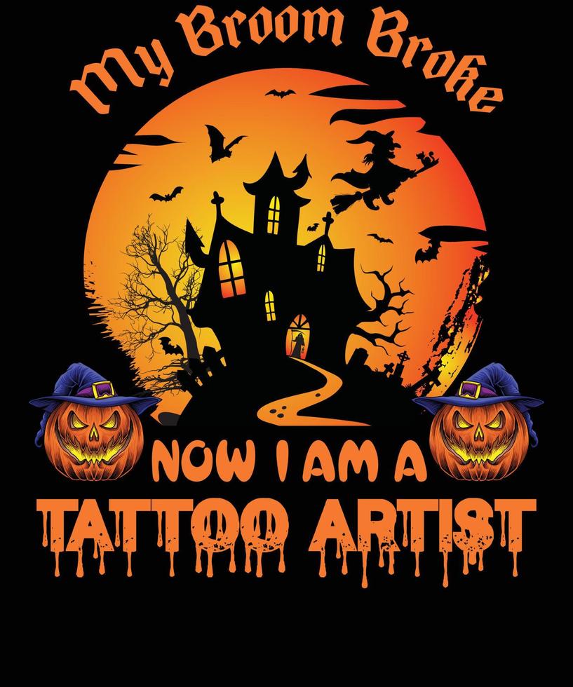Tattoo-Künstler-T-Shirt-Design für Halloween vektor