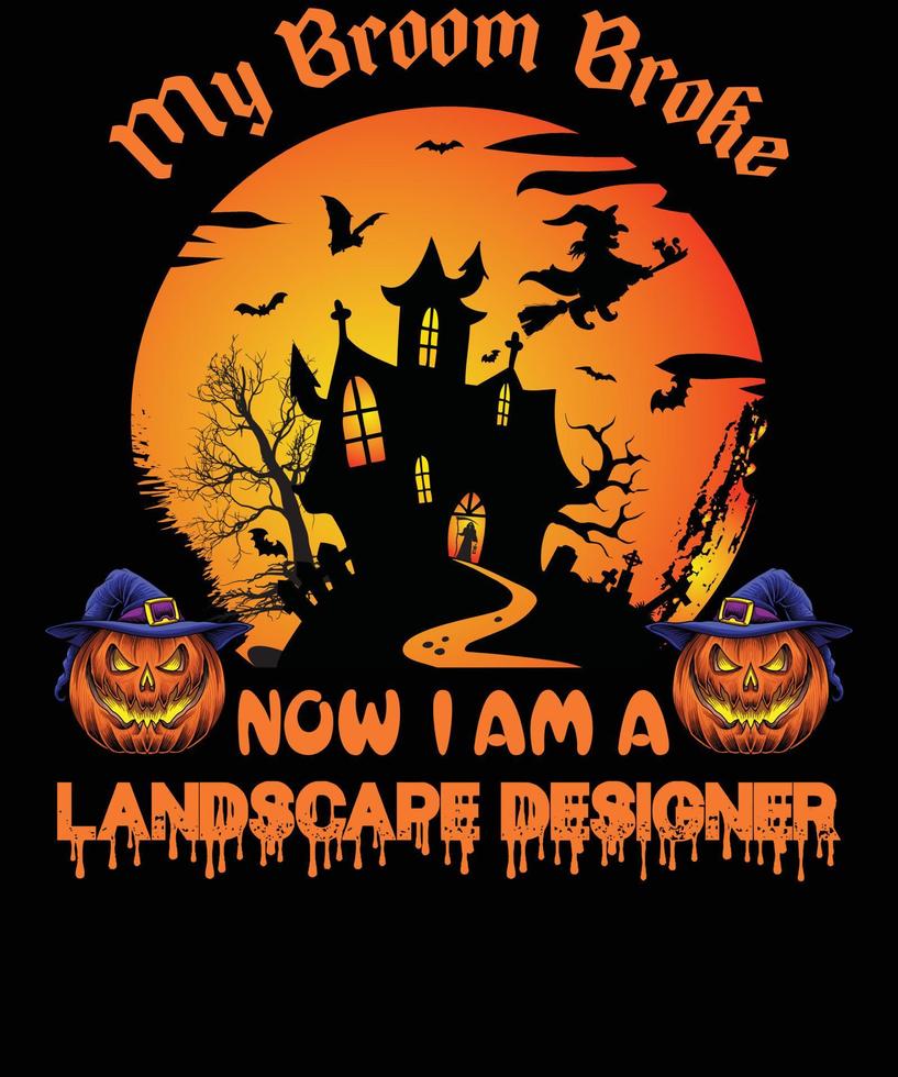 Landschaftsdesigner-T-Shirt-Design für Halloween vektor
