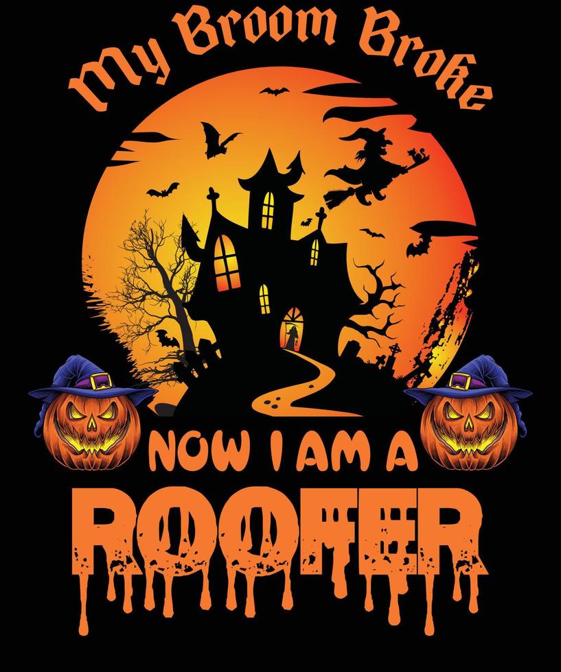 Dachdecker-T-Shirt-Design für Halloween vektor