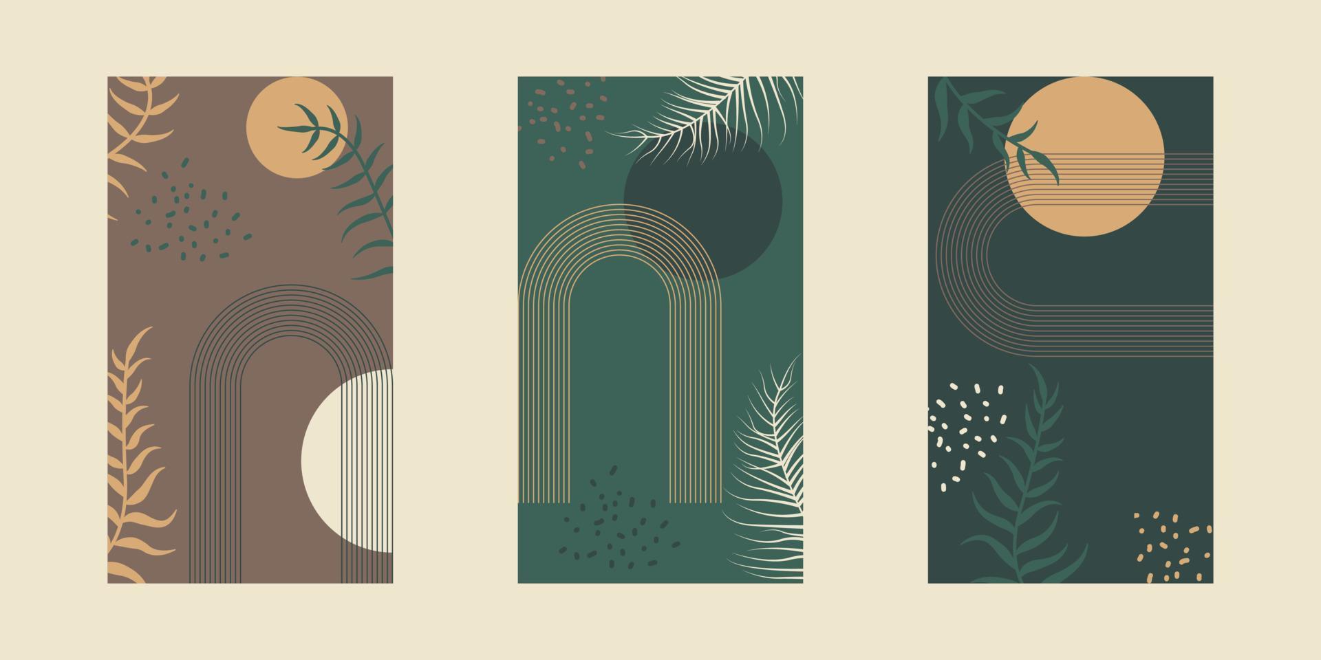 trendig minimalistisk posters samling boho stil vektor