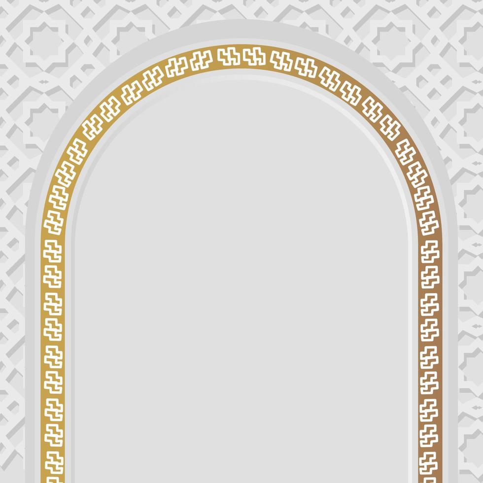 eid mubarak arabicum elegant lyx dekorativ islamic bakgrund med islamic mönster gräns och dekorativ hängande prydnad vektor