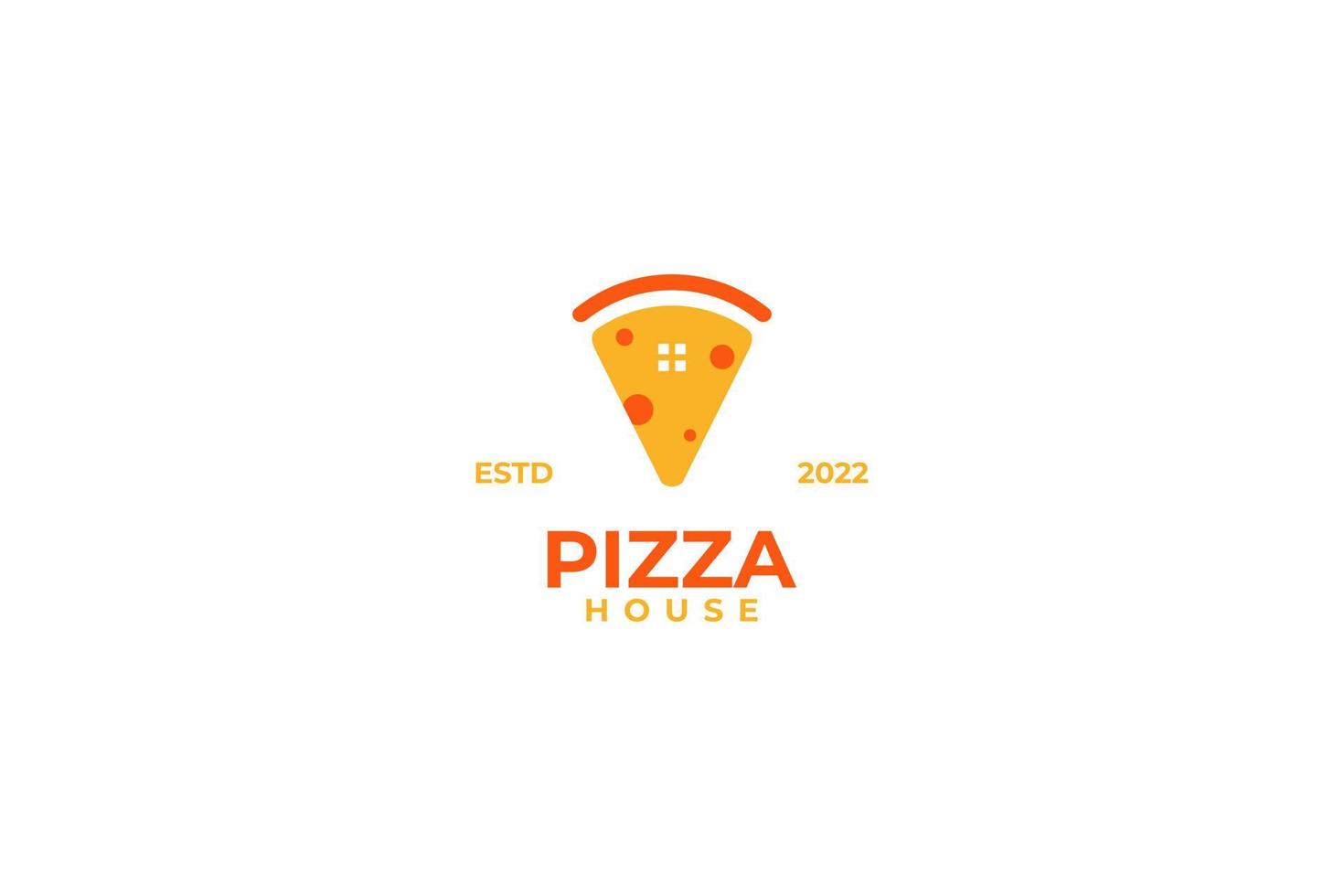 Flache Pizzahaus-Logo-Design-Vektor-Illustration-Idee vektor