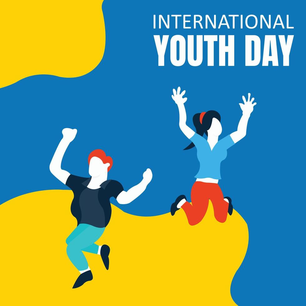 Illustrationsvektorgrafik von ein paar Teenagern, die zusammen springen, perfekt für internationalen Jugendtag, Feiern, Grußkarten usw. vektor