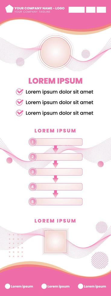 feminine 60 x 160 cm Standbanner-Vorlage mit einer ästhetischen rosa Farbe, geeignet für Kosmetikunternehmen, Parfums, Hotels, Kleidung und andere mit einem femininen Thema vektor