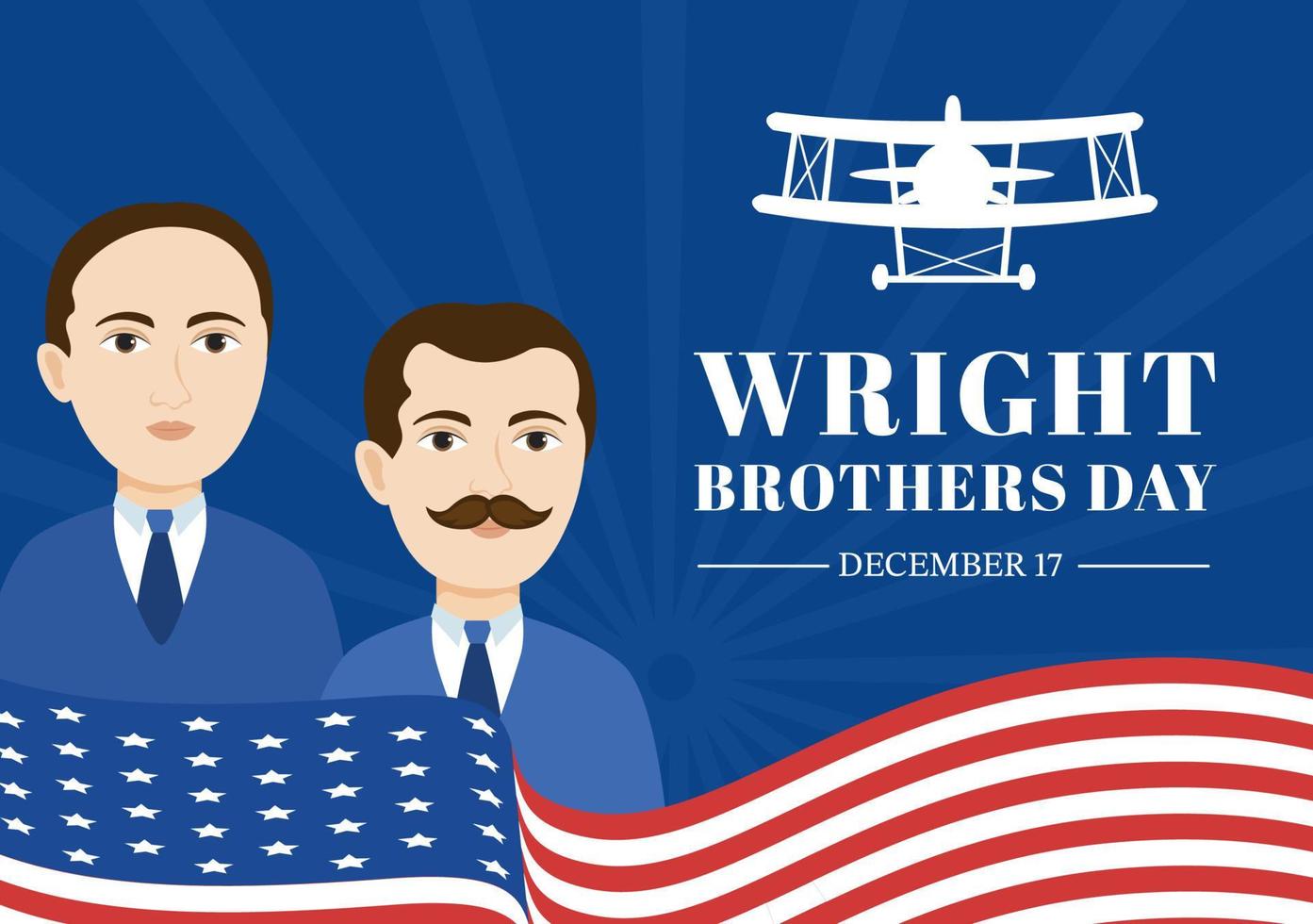 wright brothers day am 17. dezember vorlage handgezeichnete karikaturillustration des ersten erfolgreichen fluges in einem mechanisch angetriebenen flugzeug vektor