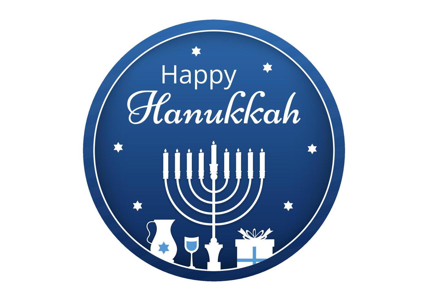 glückliche hanukkah jüdische feiertagsvorlage handgezeichnete flache illustration der karikatur mit menorah, sufganiyot, dreidel und traditionellen symbolen vektor