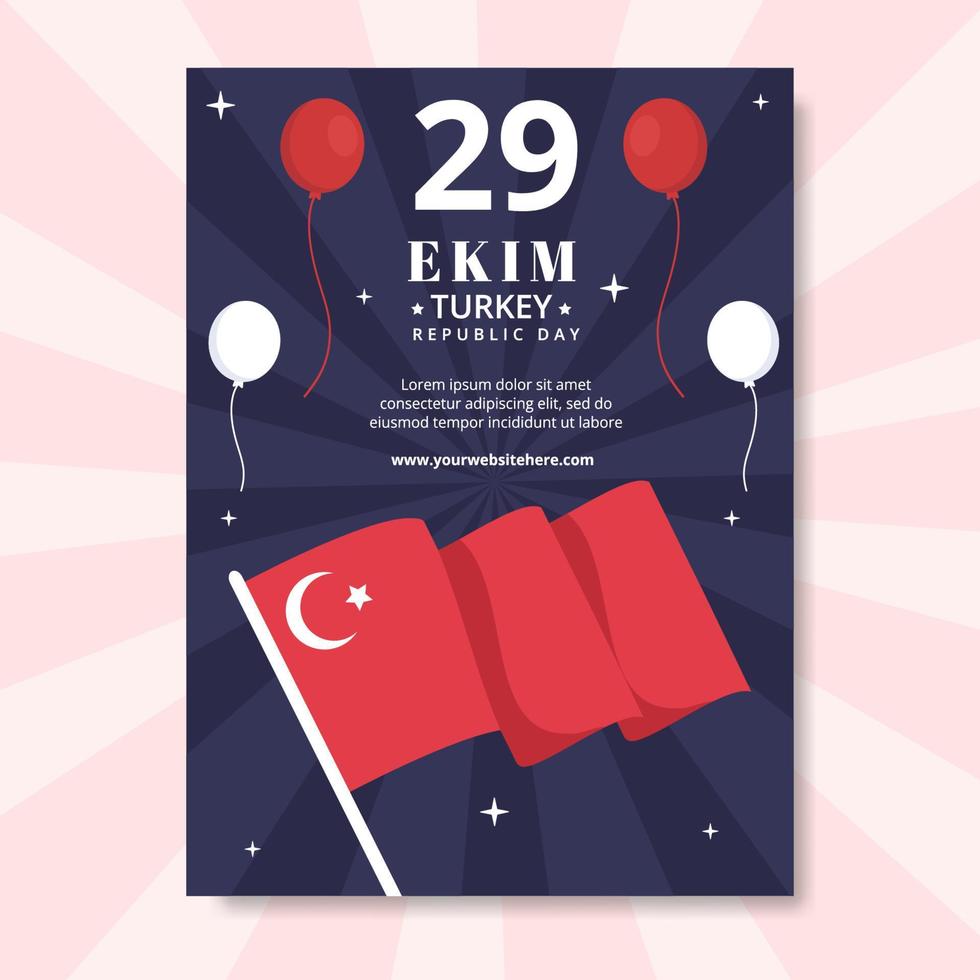 29 ekim türkei republik tag plakatvorlage hand gezeichnete flache illustration der karikatur vektor