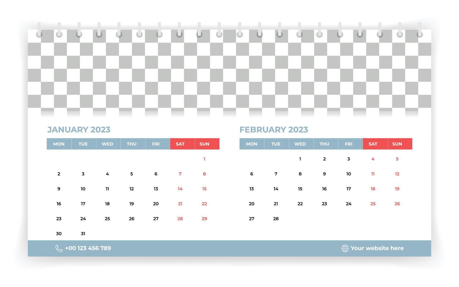 2023 år vektor enkel layout skrivbord kalender