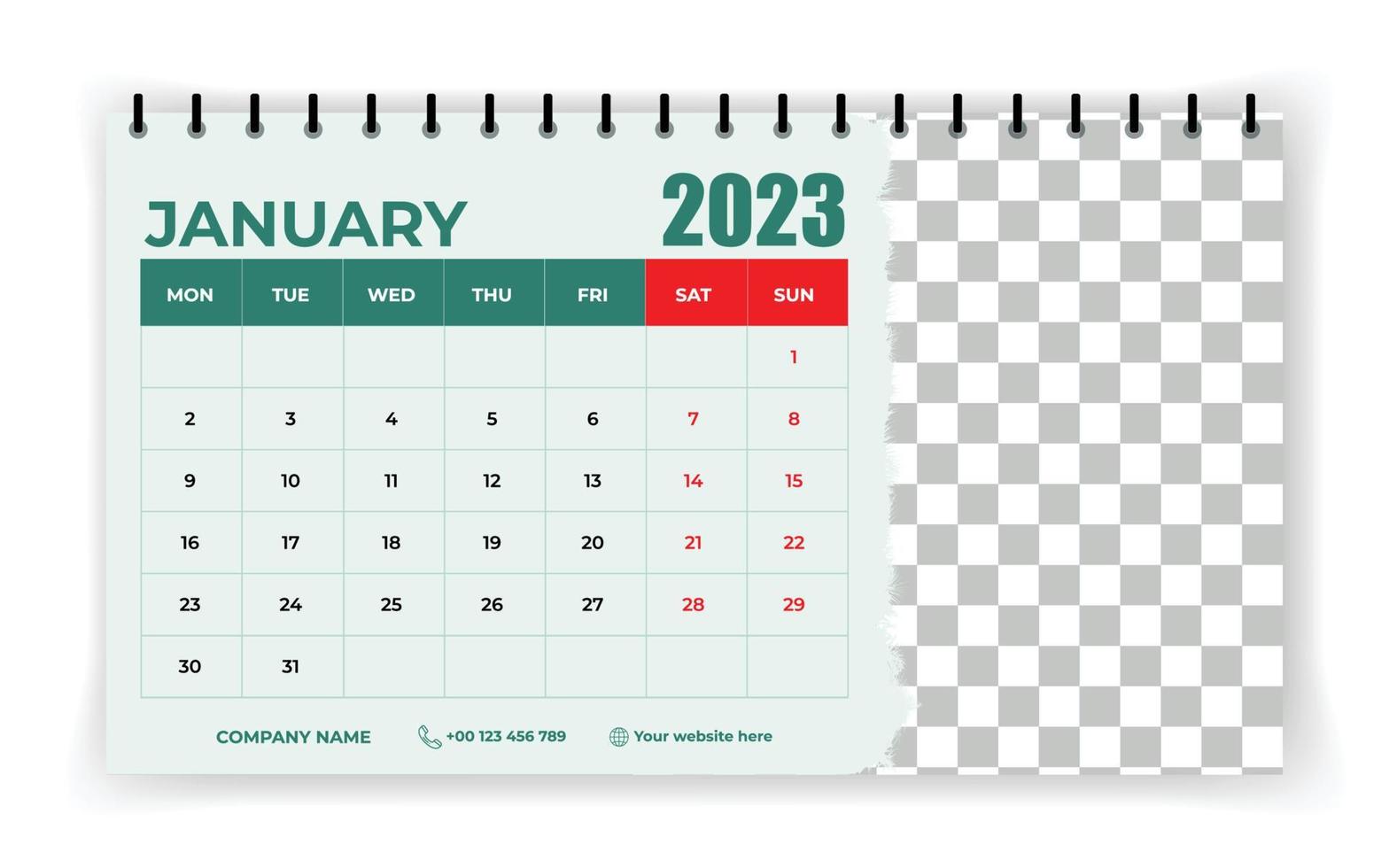 2023 år vektor enkel layout skrivbord kalender