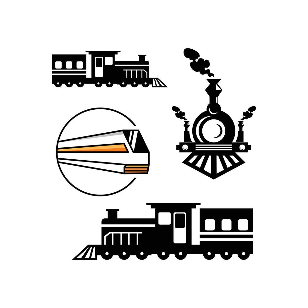 Lokomotive Set Transport Silhouette Logo vektor