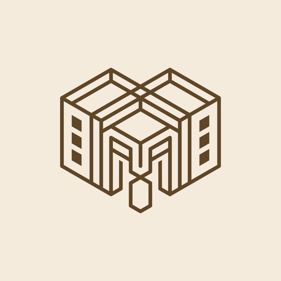 lejon byggnad stad geometrisk modern logotyp vektor