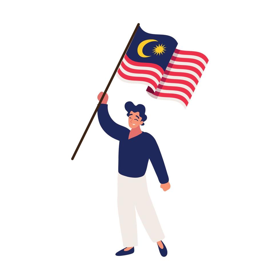 Mann mit Flagge von Malaysia vektor