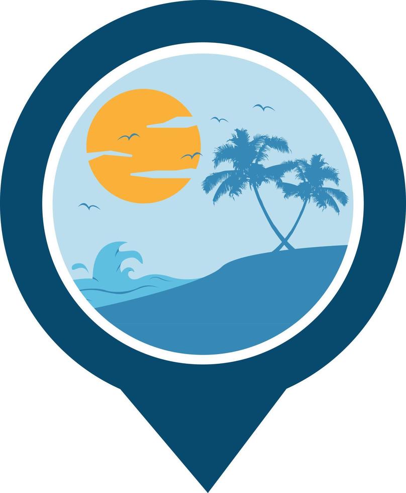 GPS-Kartenzeiger-Symbol Strand-Logo-Vektorbild vektor