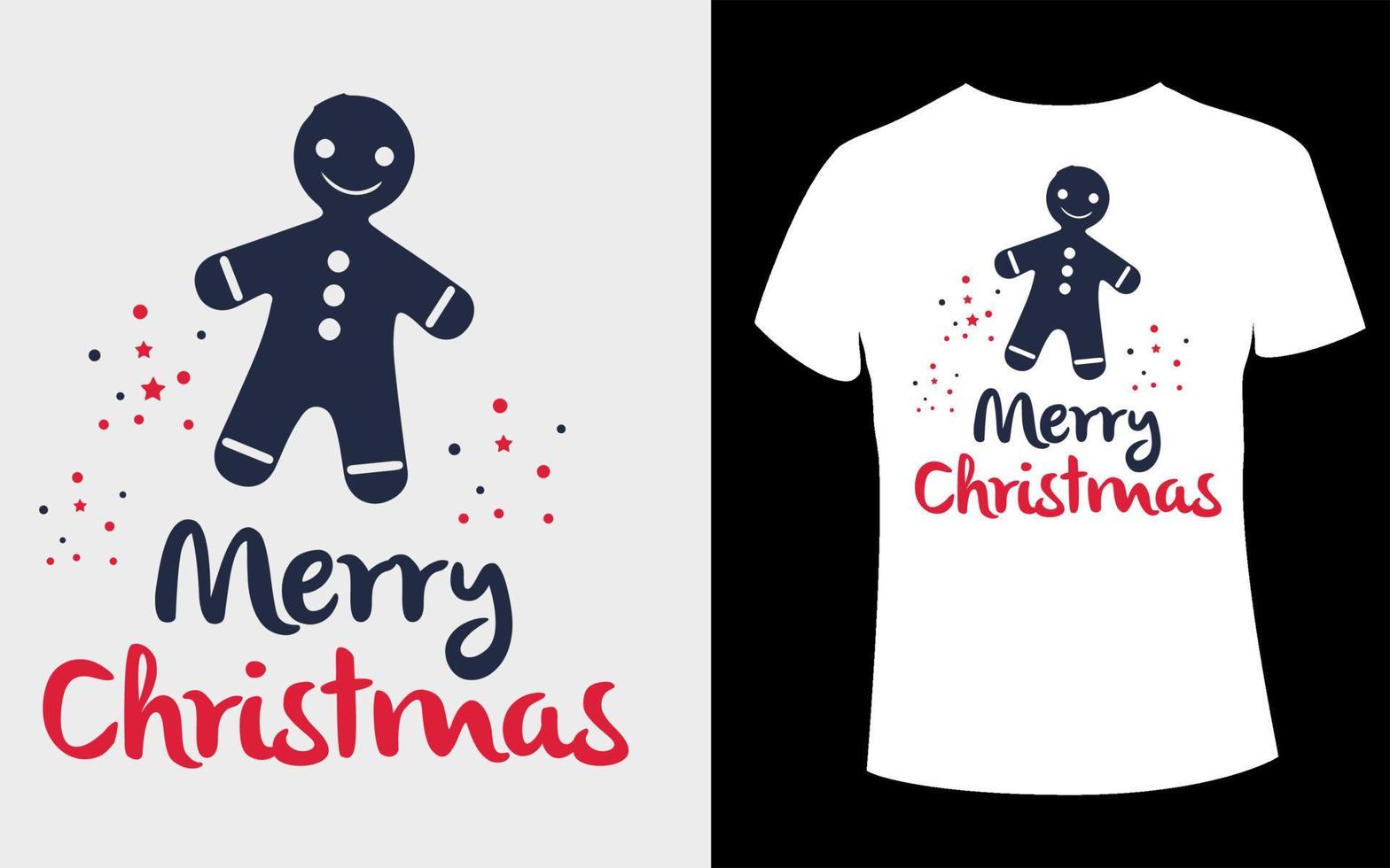 glad jul t-shirt design med redigerbar jul vektor