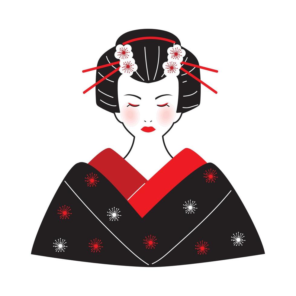 geisha porträtt ikon vektor