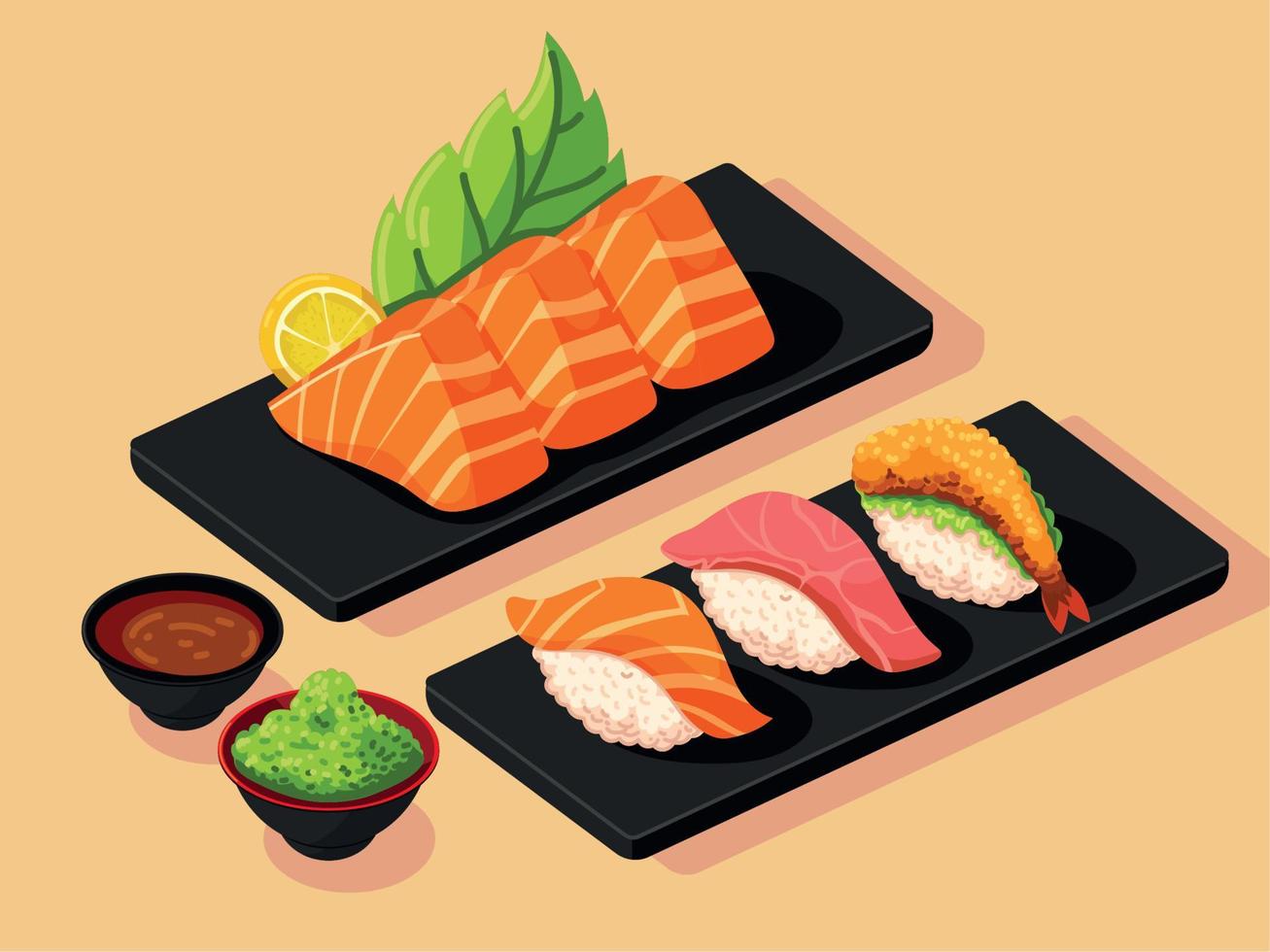 japansk mat maträtter vektor