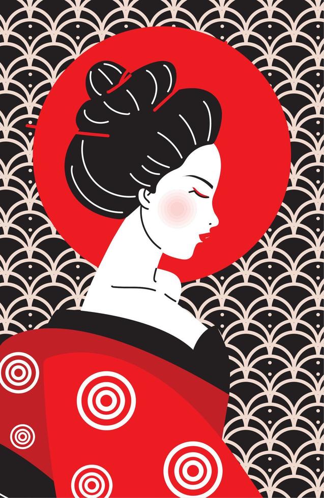 japansk geisha porträtt vektor