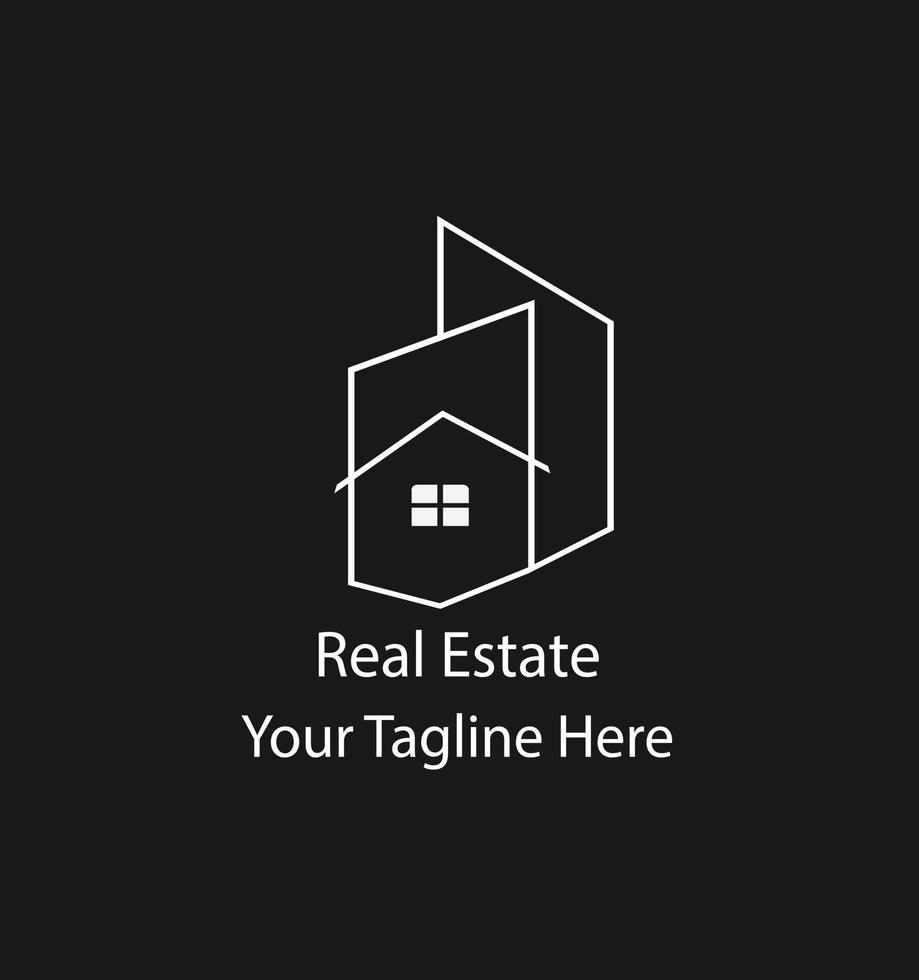 Immobilien-Logo. in schwarzem Hintergrund isoliert. vektor