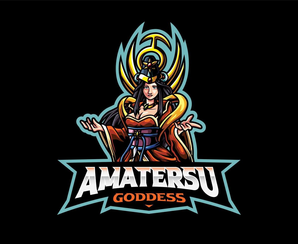 Amaterasu-Göttin-Maskottchen-Logo-Design vektor