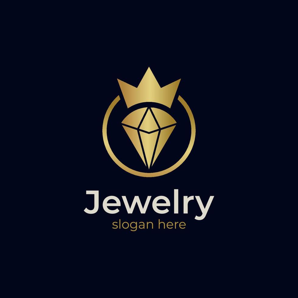 lyxig guld diamantlogotyp. kreativ diamant med krona logotyp kan användas smycken företag vektor