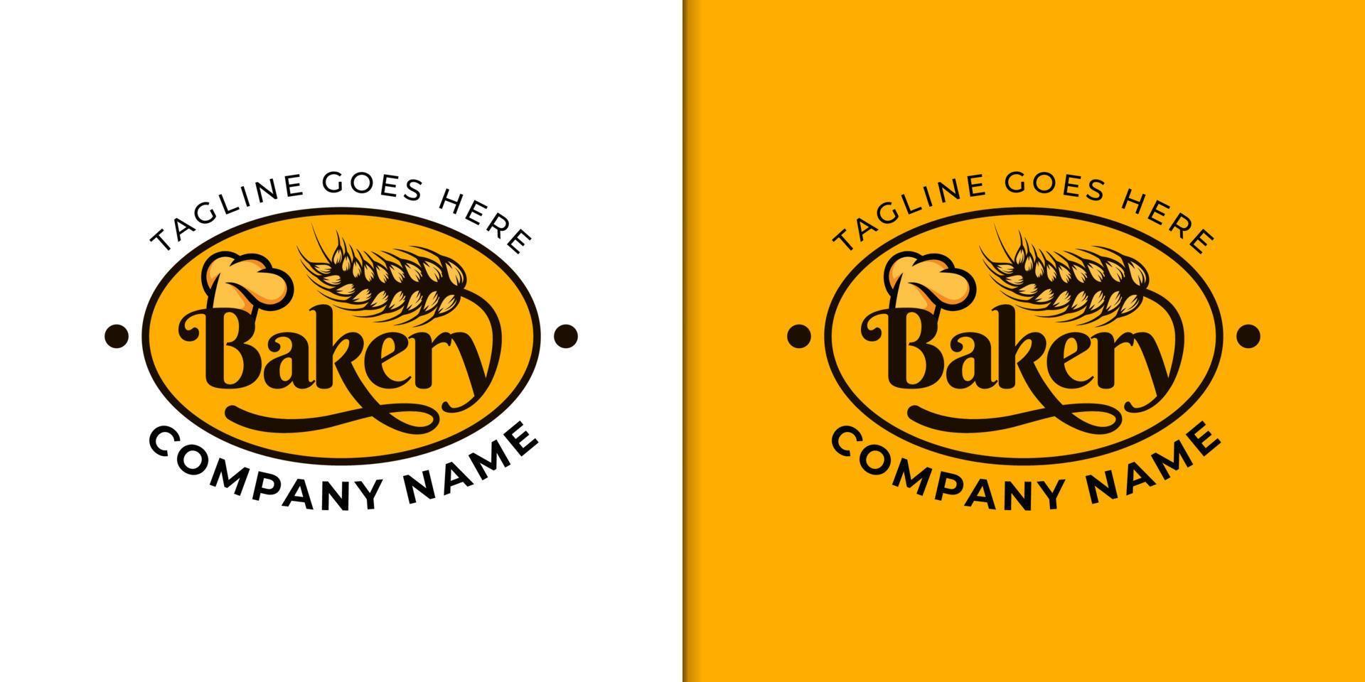 Label Retro-Bäckerei Brot und Kuchen Abzeichen Logo-Design für Business-Food-Vektor-Vorlage vektor