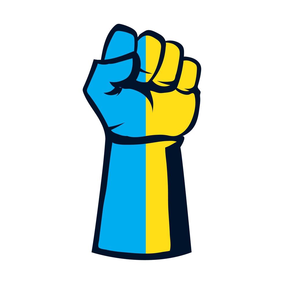 erhobene Hand Ukraine-Flagge vektor