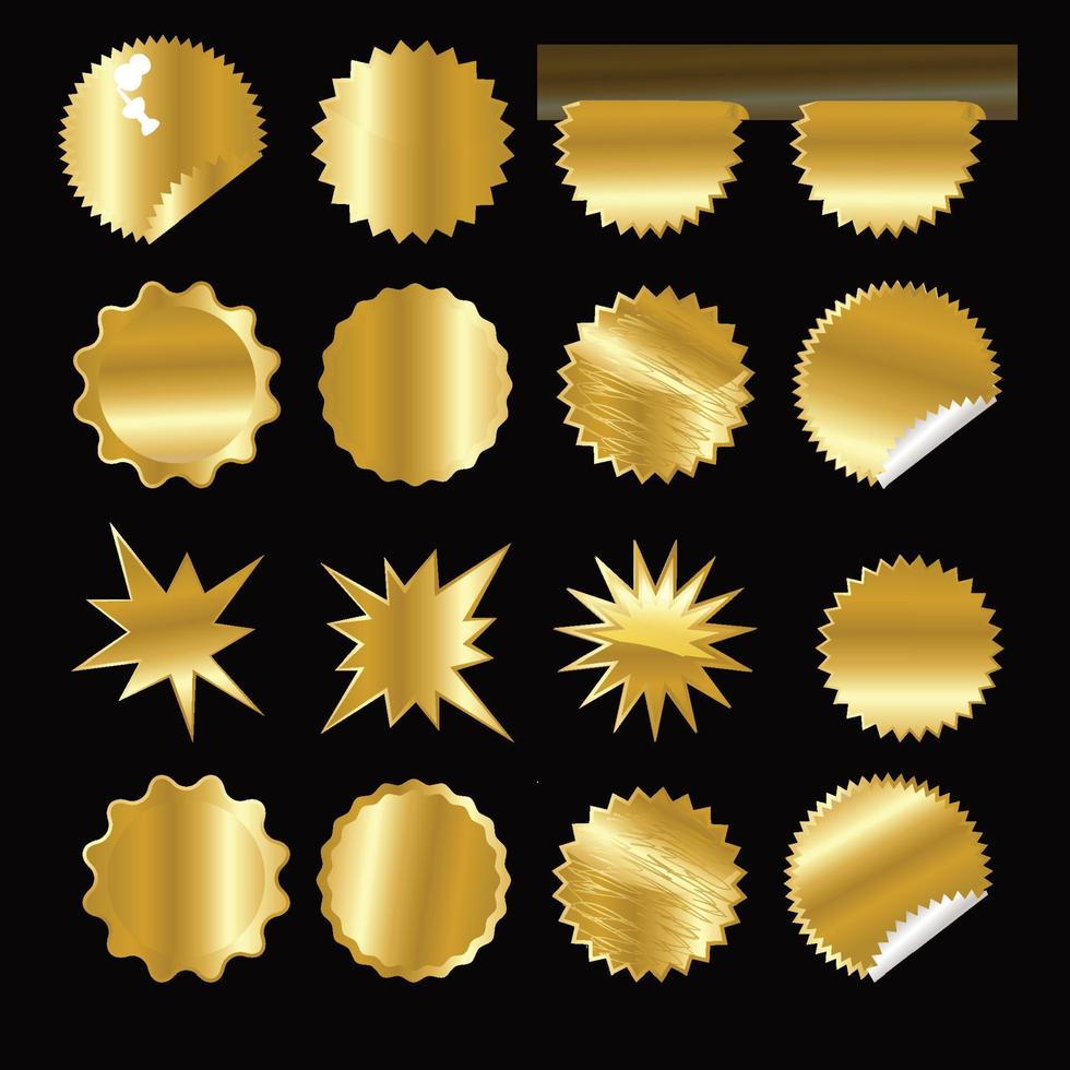Reihe von goldenen Starburst-Symbolen vektor