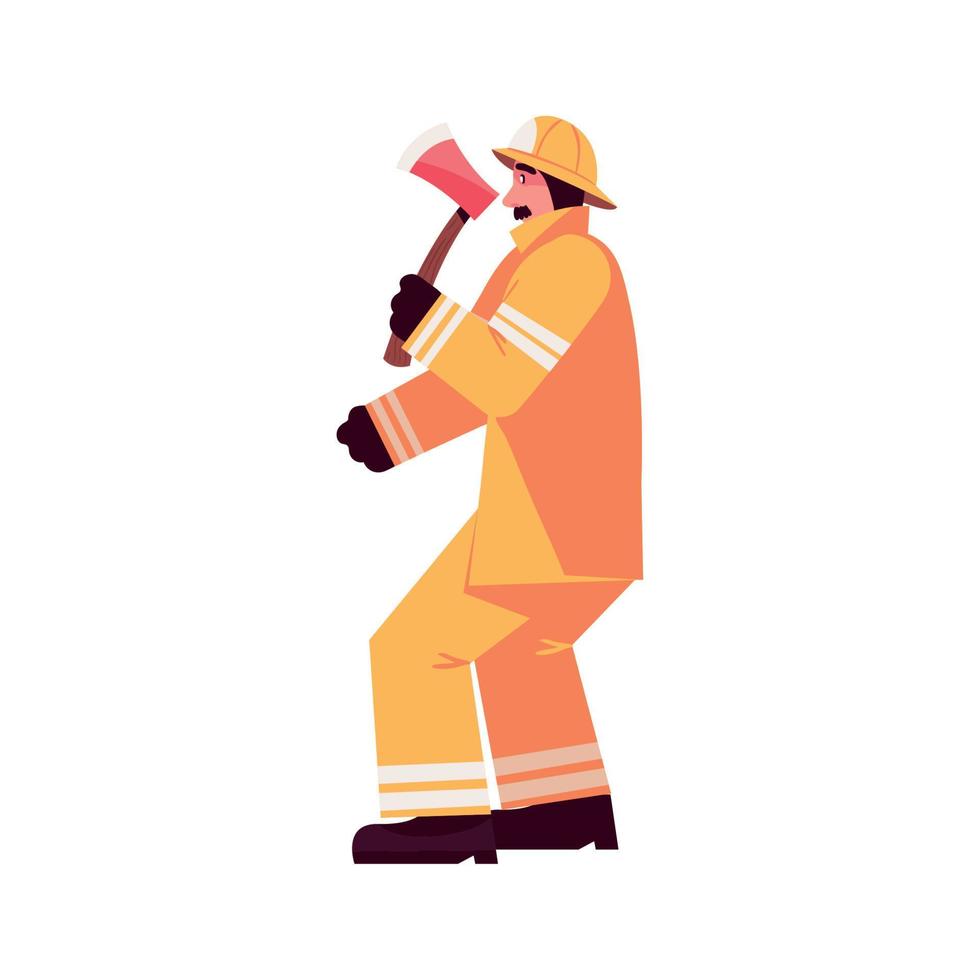 Feuerwehrmann mit Axt vektor