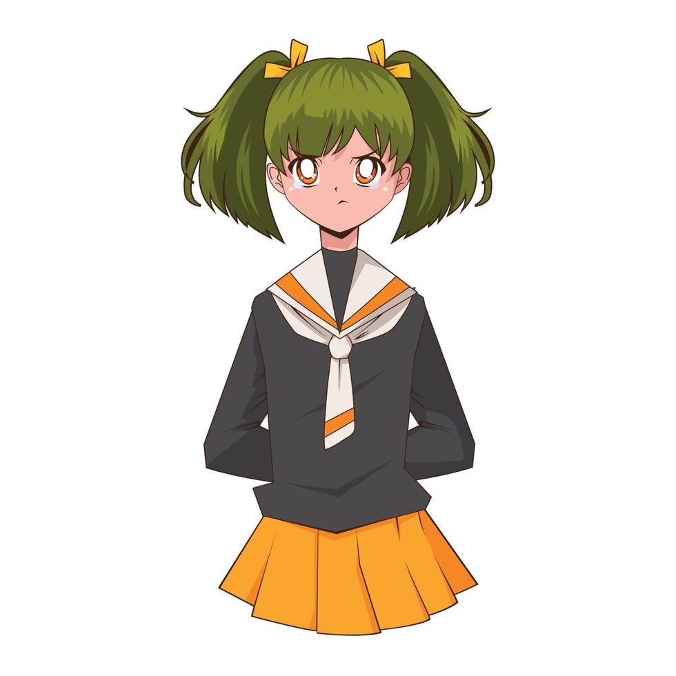 Anime Mädchen grüne Haare vektor