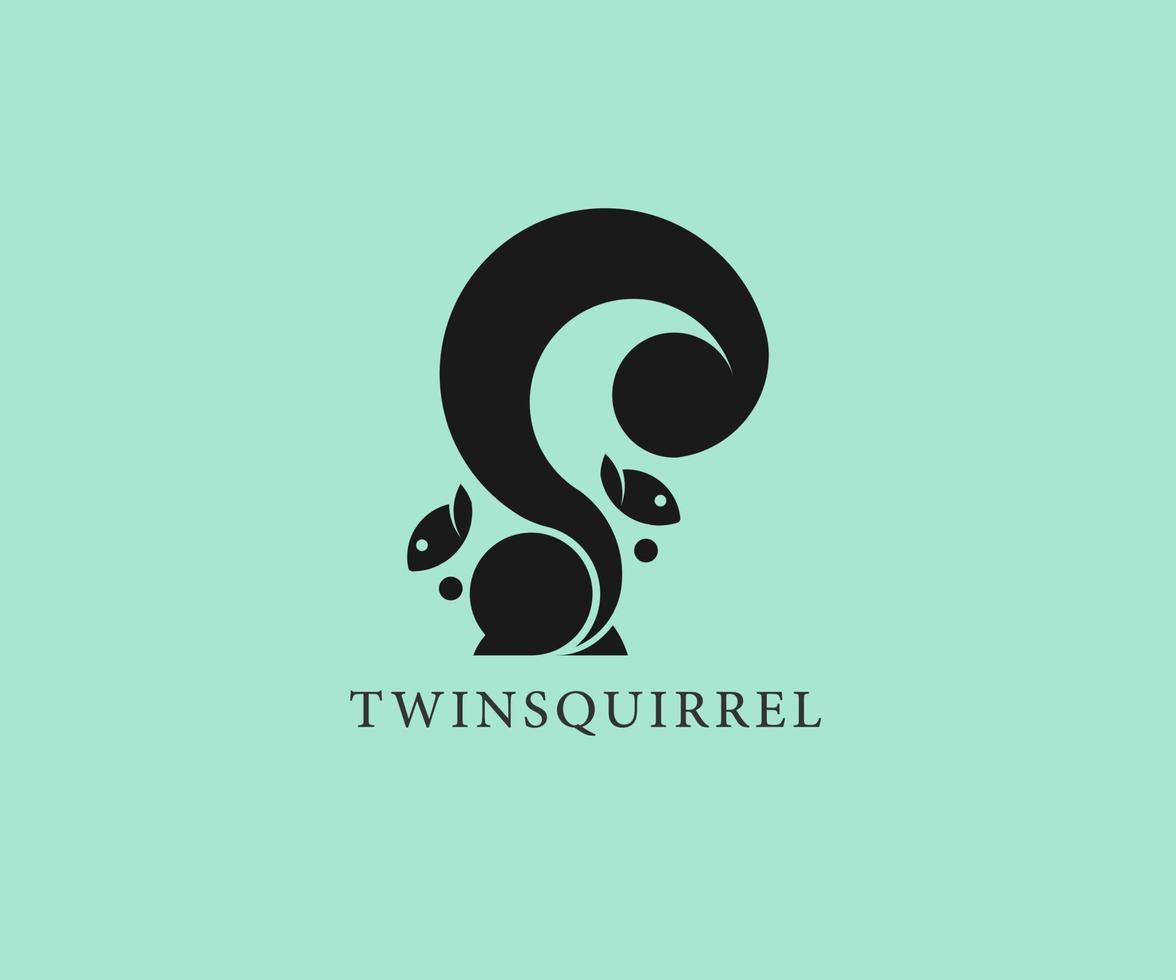 djur- piktogram tvilling ekorre logotyp design vektor illustration