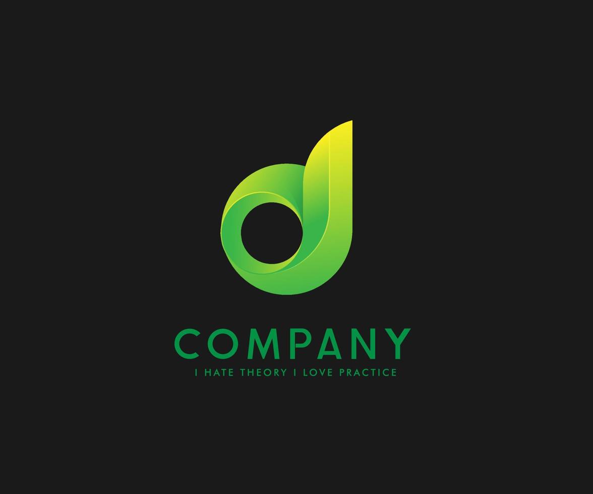 logotyp brev d grön Färg isolerat svart bakgrund vektor