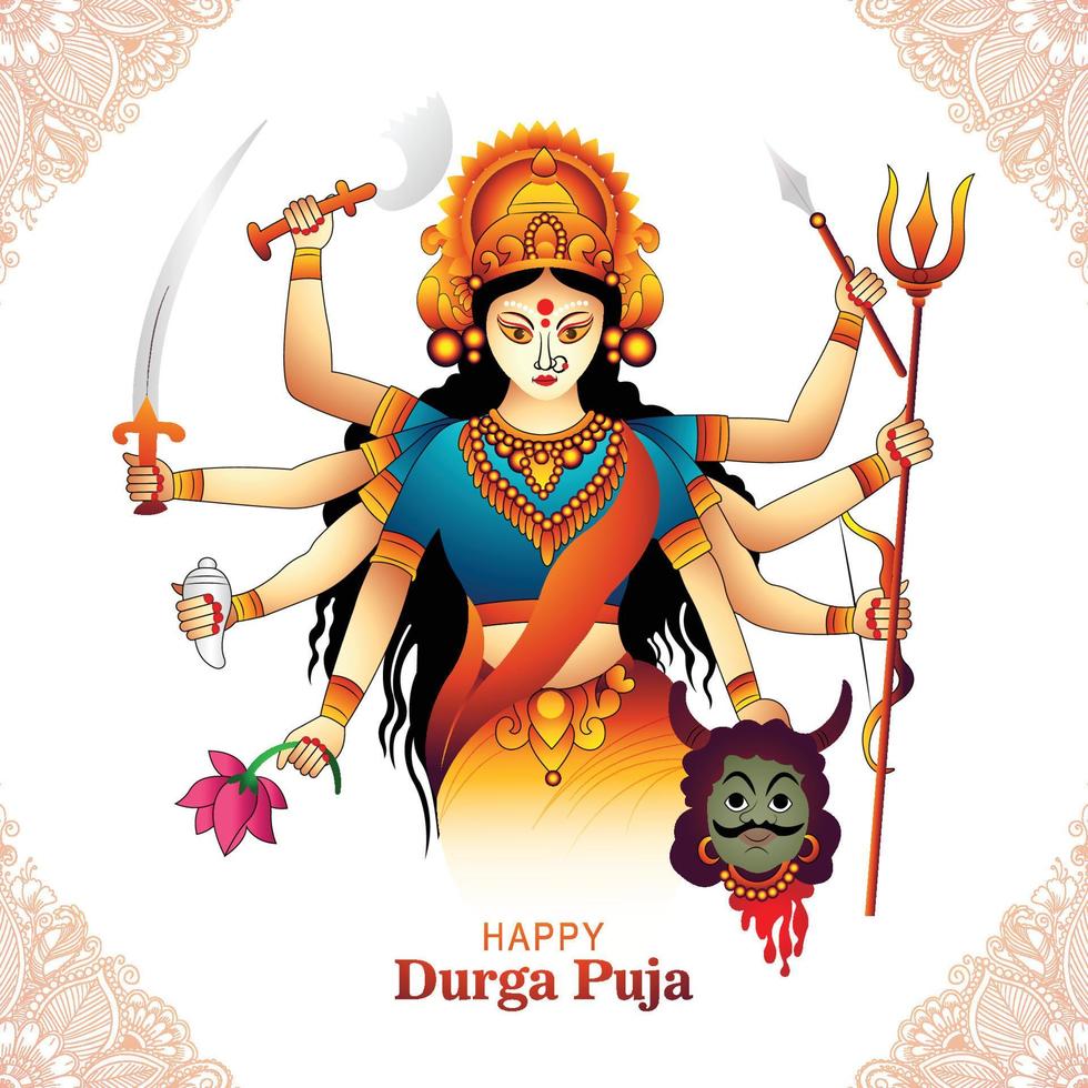 glücklicher durga puja indien festival feiertagskartenillustrationshintergrund vektor