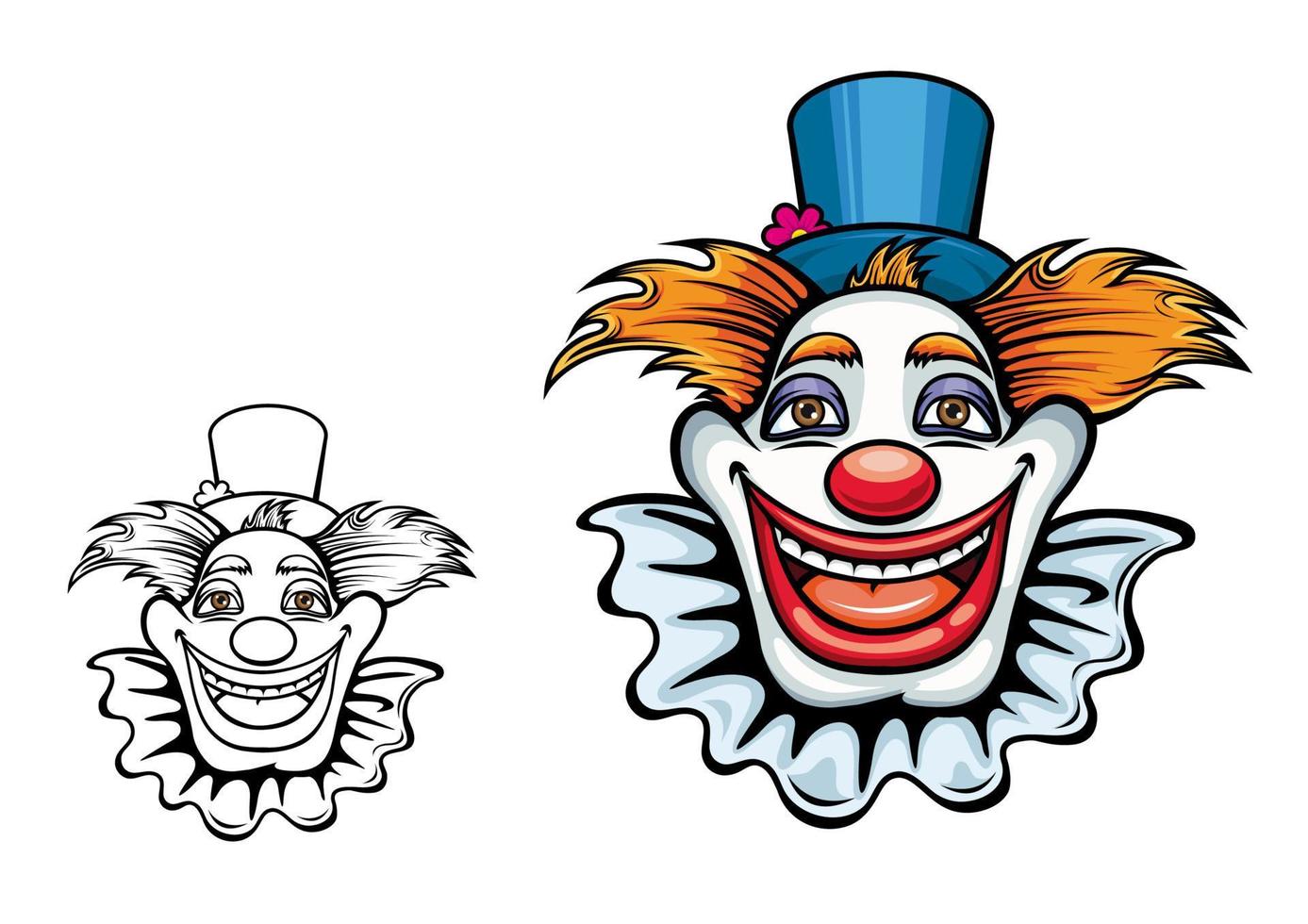 leende cirkus clown i hatt vektor